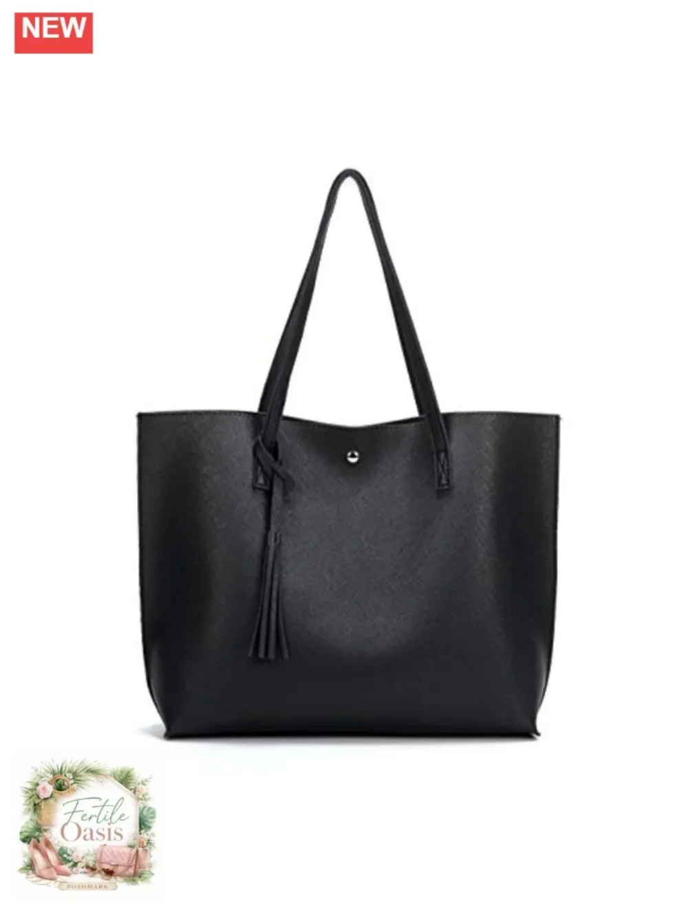 Women Satchel Handbag PU Faux Leather Tote with Tassel Shoulder Purse